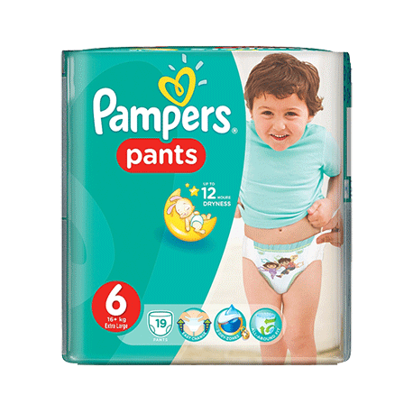 Pampers Pants 6, XXL 16+ kg, 19 Diapers