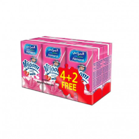 Almarai Nijoom Strawberry Flavored Milk 150ml 4pcs + 2 Free