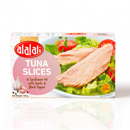 Edit Al Alali White Tuna Slices with Garlic & Black Pepper in Sunflower Oil 100g