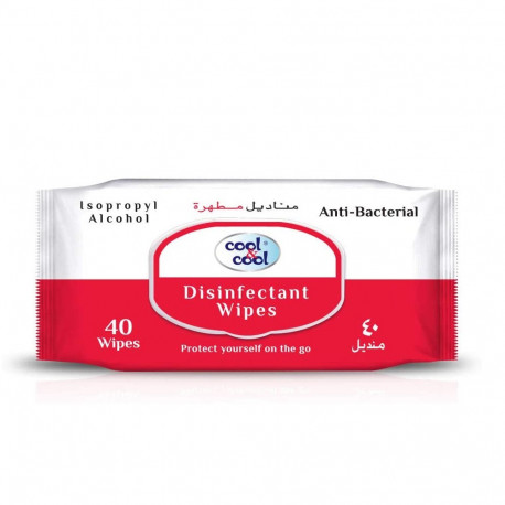 Cool & Cool Disinfectant Antibacterial Isopropyl Alcohol 40 Wipes