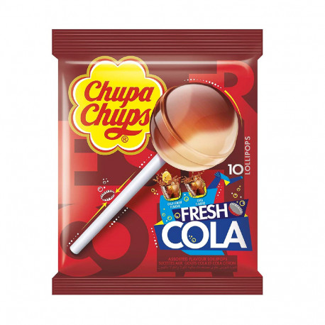 Chupa Chups Fresh Cola Flavor Lollipops 10 Pieces