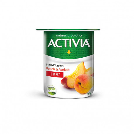 Activia Stirred Yoghurt Peach & Apricot Light 120G