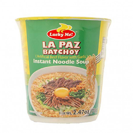 Lucky Me La Paz Batchoy Artificial Beef Flavor with Garlic Noodle Soup 70G