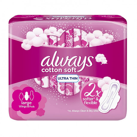 Always Cotton Soft 8 Ultra Thin Large...