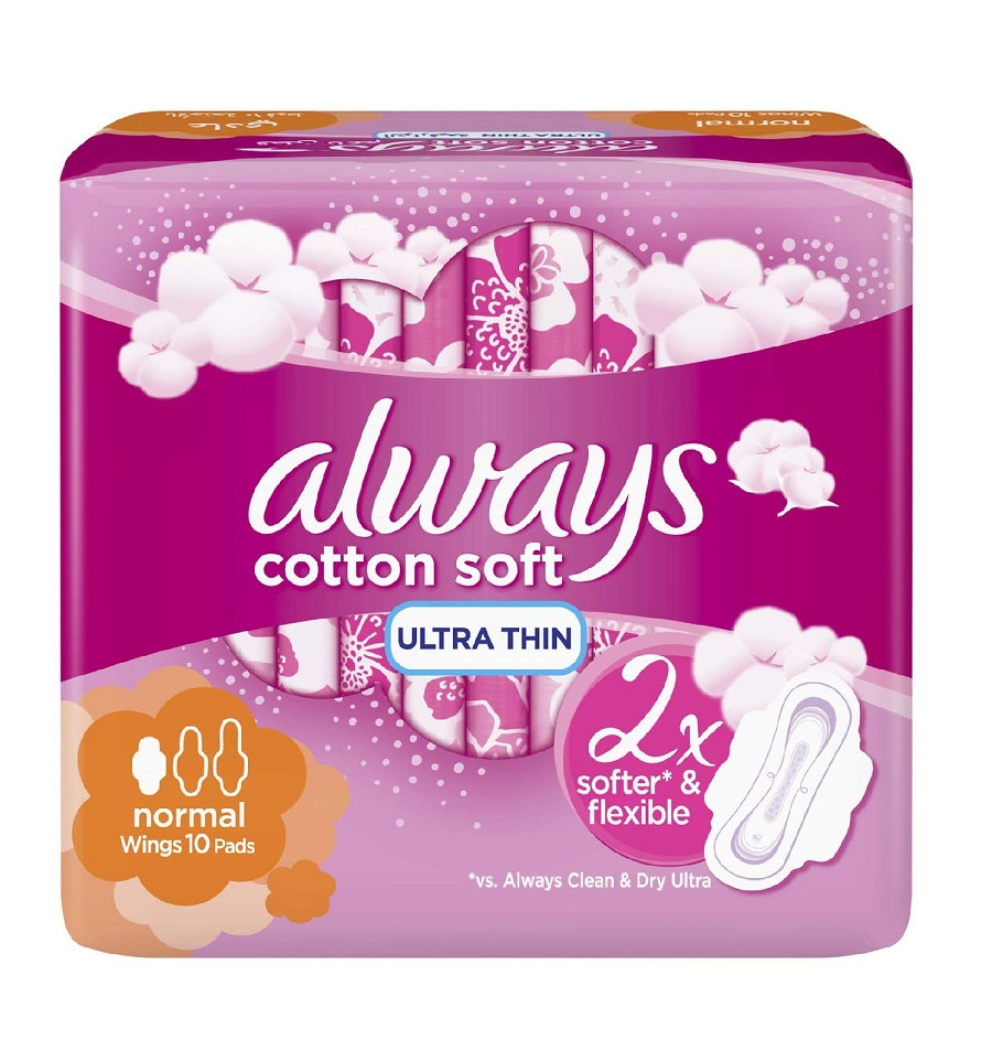 Always 10 Ultra Cotton Soft Normal With Wings Pads from SuperMart.ae