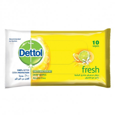 Dettol Fresh Antibacterial Skin 10 Wipes