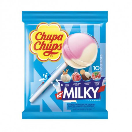 Chupa Chups Assorted Milky Flavor Lollipops 10 Pieces