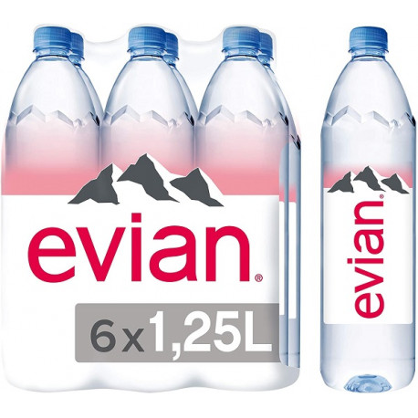 Evian Natural Mineral Water 6x1.25L