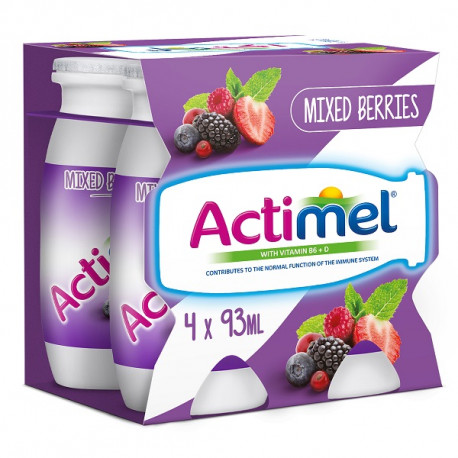 Actimel Mixed Berries Dairy Drink 4X93Ml
