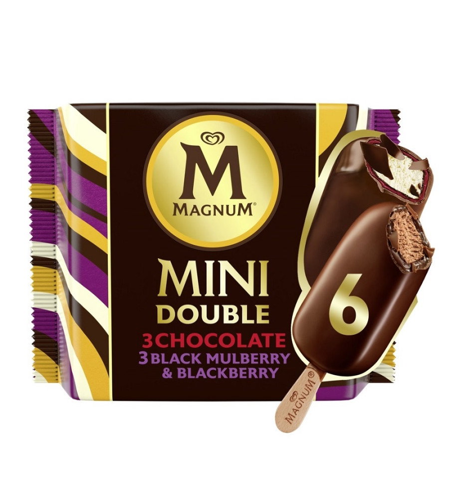 Magnum Mini Double Chocolate Black Mulberry & Blackberry Ice Cream 6 ...