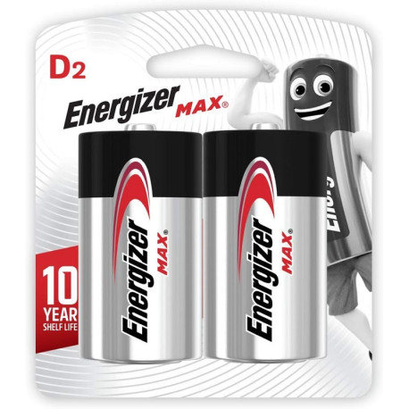 Energizer Max Alkaline D2 2 Pieces...