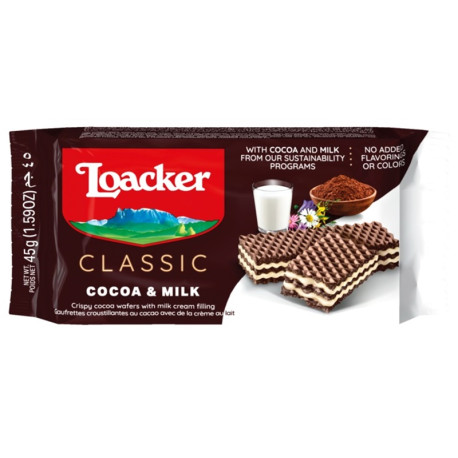 Loacker Classic cocoa Milk Wafer 45G