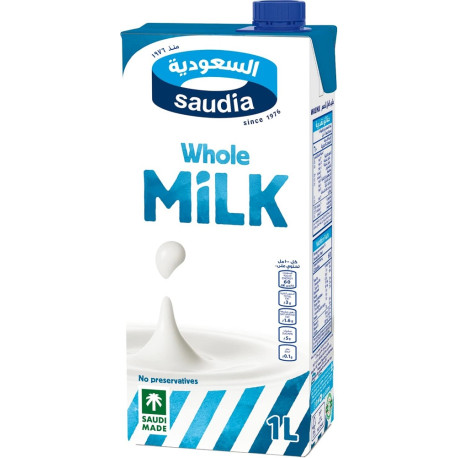 Saudia Long Life Whole Milk 1L
