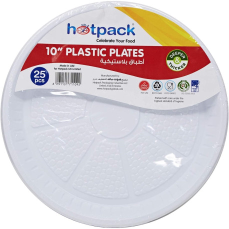 Hotpack Plastic Plates 10 Inch 25 Pieces
