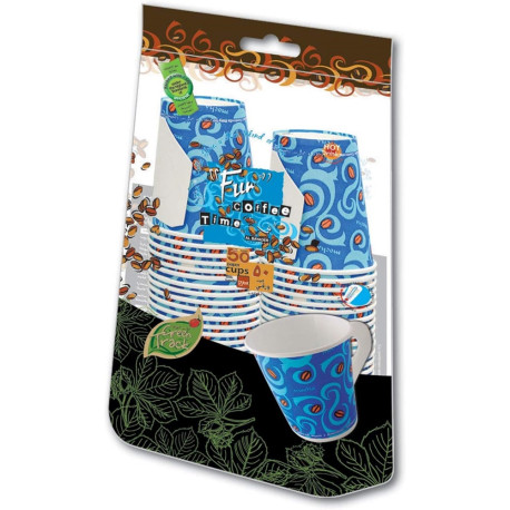 Fun 50 Paper Cups 7oz with Handle 207ml