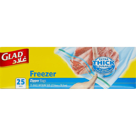 Glad Freezer Zipper 25 bags Gallon...