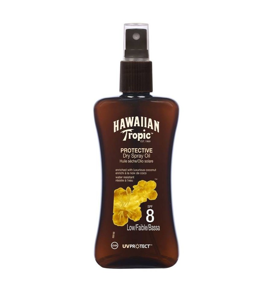 hawaiian tropic spf8 protective dry spray oil